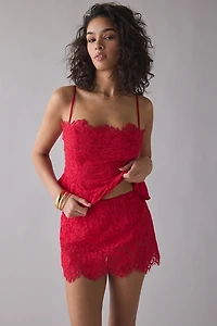 AFRM Presley Sheer Scalloped Lace Mini Skirt