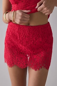 AFRM Presley Sheer Scalloped Lace Mini Skirt
