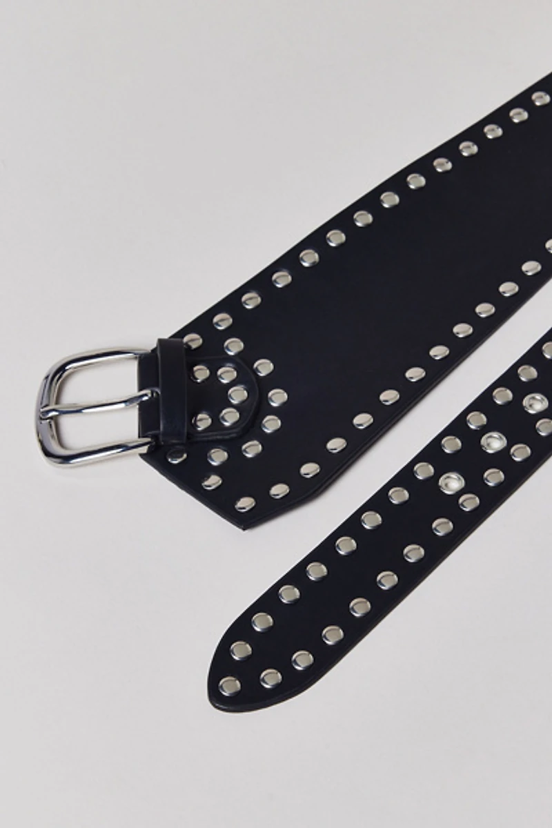 Moss Slouchy Studded Faux Leather Belt