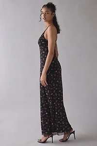 AFRM Romy Rose Ditsy Plunging Mesh Maxi Dress