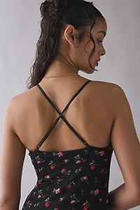 AFRM Romy Rose Ditsy Plunging Mesh Maxi Dress