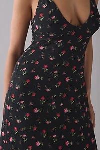 AFRM Romy Rose Ditsy Plunging Mesh Maxi Dress