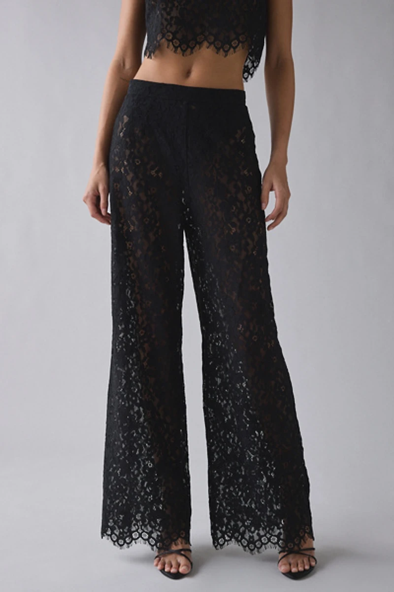 AFRM Pamela Sheer Lace Wide Leg Pant
