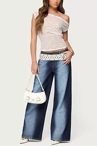 Edikted Ema Bleach Washed Low Rise Jeans