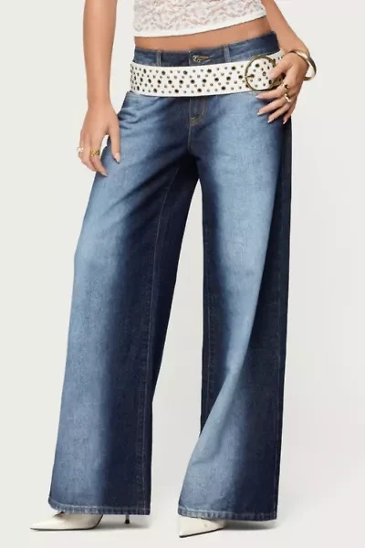Edikted Ema Bleach Washed Low Rise Jeans