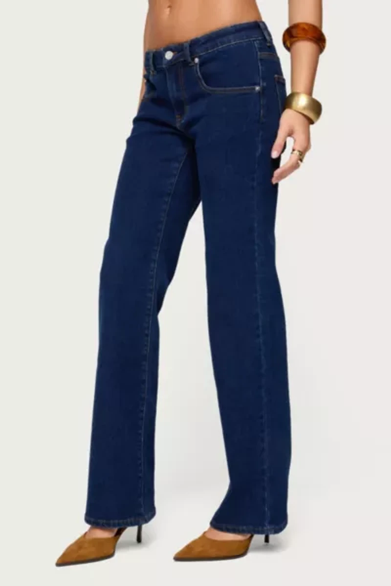 Edikted Jemima Contrast Stitch Low Rise Jeans