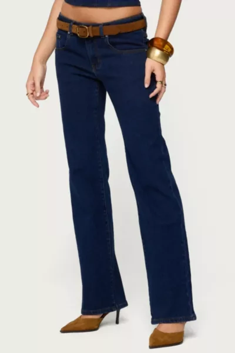 Edikted Jemima Contrast Stitch Low Rise Jeans