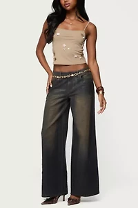 Edikted Malia Flower Applique Tank Top
