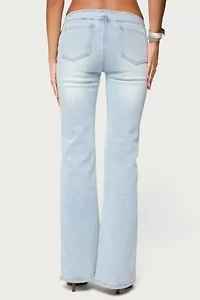 Edikted Kenza Belted Low Rise Flared Jeans