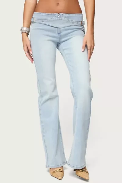 Edikted Kenza Belted Low Rise Flared Jeans