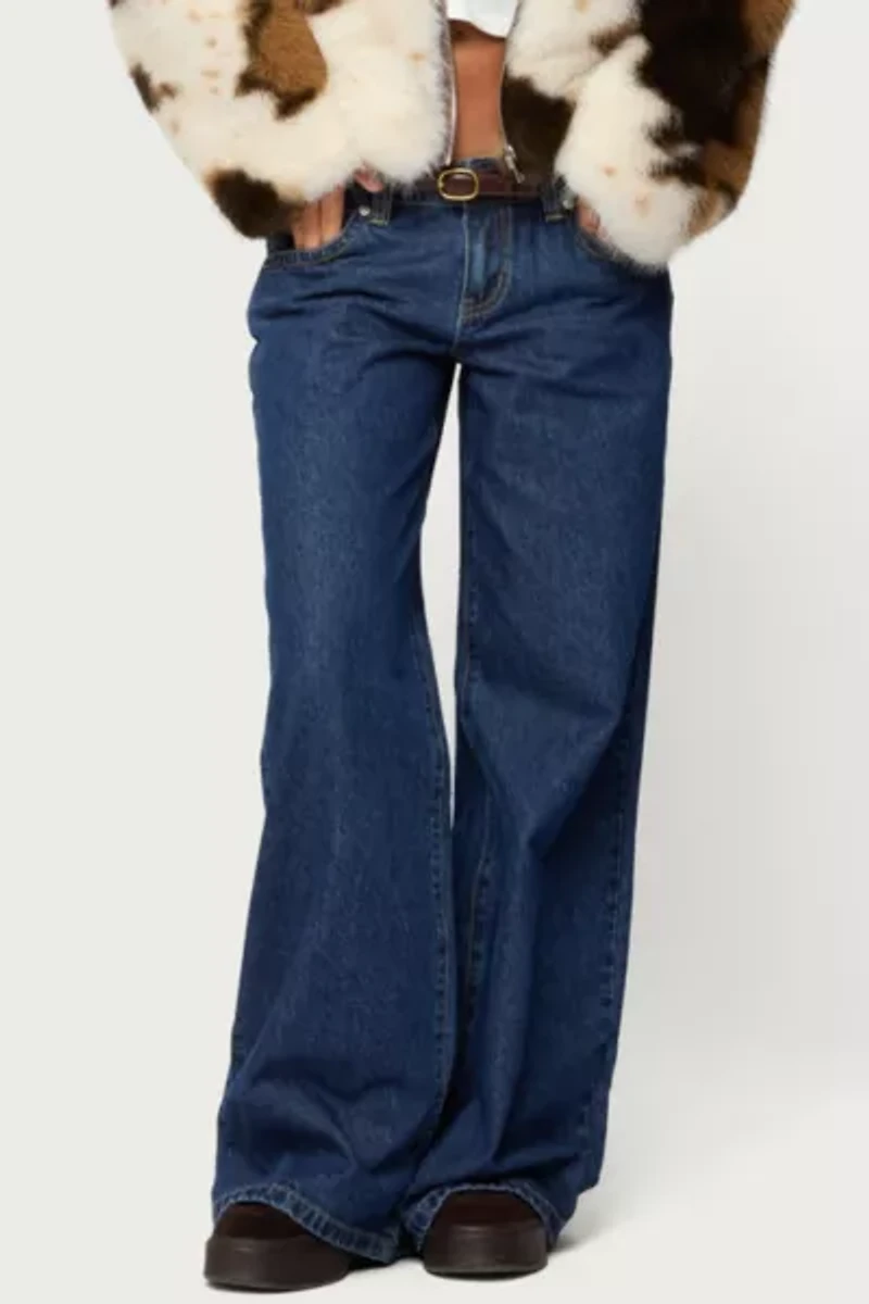 Edikted Raiyne Low Rise Wide Leg Jeans