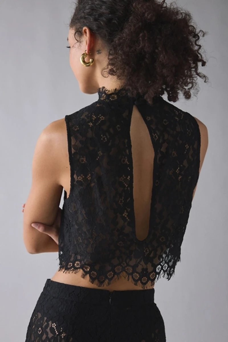 AFRM Cayne Sheer Lace High Neck Tank Top