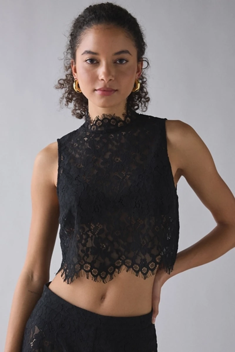 AFRM Cayne Sheer Lace High Neck Tank Top