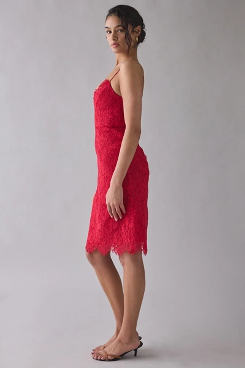 AFRM Theresa V-Neck Lace Cami Midi Dress