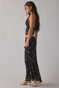 UO Shimmer Haze Beaded Embroidered Mesh Skirt 2-Piece Set