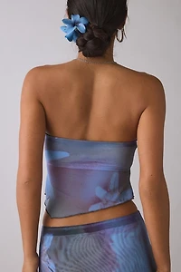 UO Shimmer Haze Printed Mesh Asymmetric Skirt 2-Piece Set