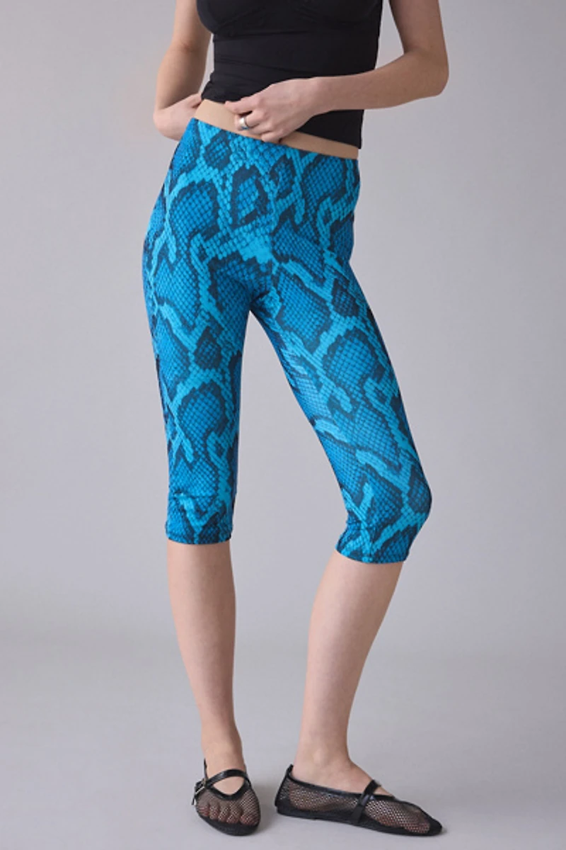 AFRM Gianna Blue Fish Snake Mesh Capri Pant