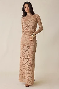 AFRM Zadie Crochet Floral Sheer Lace Long Sleeve Top