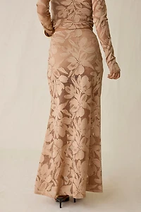 AFRM Tilly Almond Sheer Lace Maxi Skirt