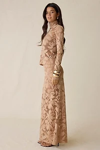 AFRM Tilly Almond Sheer Lace Maxi Skirt