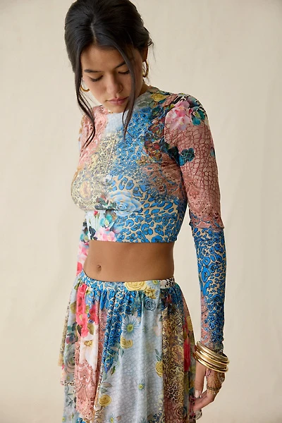 AFRM Loralei Iris Patchwork Mesh Long Sleeve Top