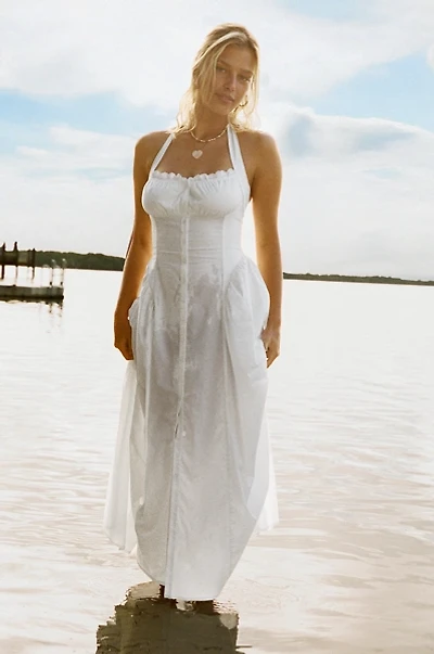 Kimchi Blue Tea Time Basque Waist Halter Midi Dress