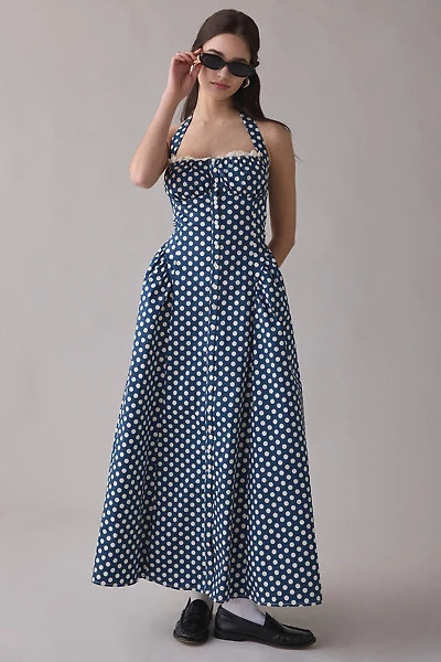 Kimchi Blue Tea Time Basque Waist Halter Midi Dress