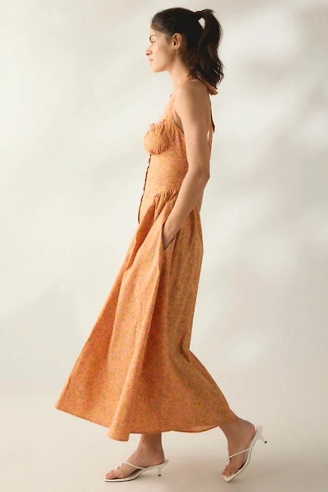 corey lynn calter calista embroidered basque-waist midi dress Corey Lynn Calter Calista Embroidered Basque-Waist Midi Dress