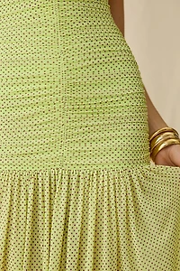 AFRM Denise Ruched Drop Waist Strapless Maxi Dress