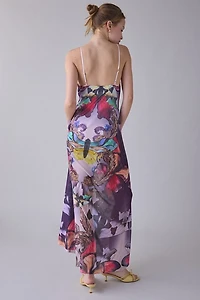 AFRM Rivka Ornate Butterfly Sheer Mesh Maxi Dress