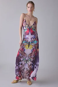 AFRM Rivka Ornate Butterfly Sheer Mesh Maxi Dress