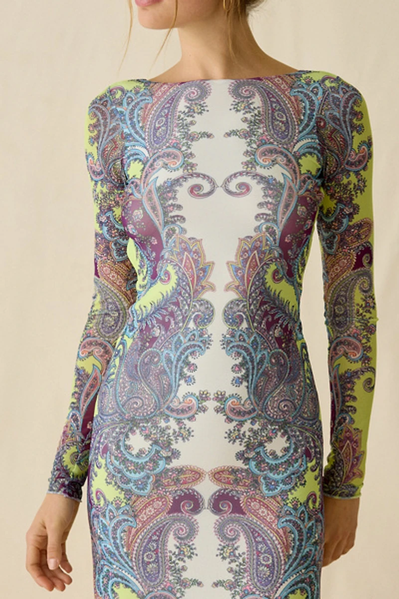 AFRM Talmo Mesh Backless Long Sleeve Maxi Dress