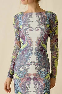 AFRM Talmo Mesh Backless Long Sleeve Maxi Dress