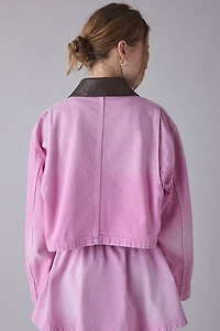 AFRM Tanner Soft Pink Wash Denim Crop Utility Jacket