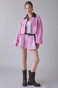 AFRM Tanner Soft Pink Wash Denim Crop Utility Jacket