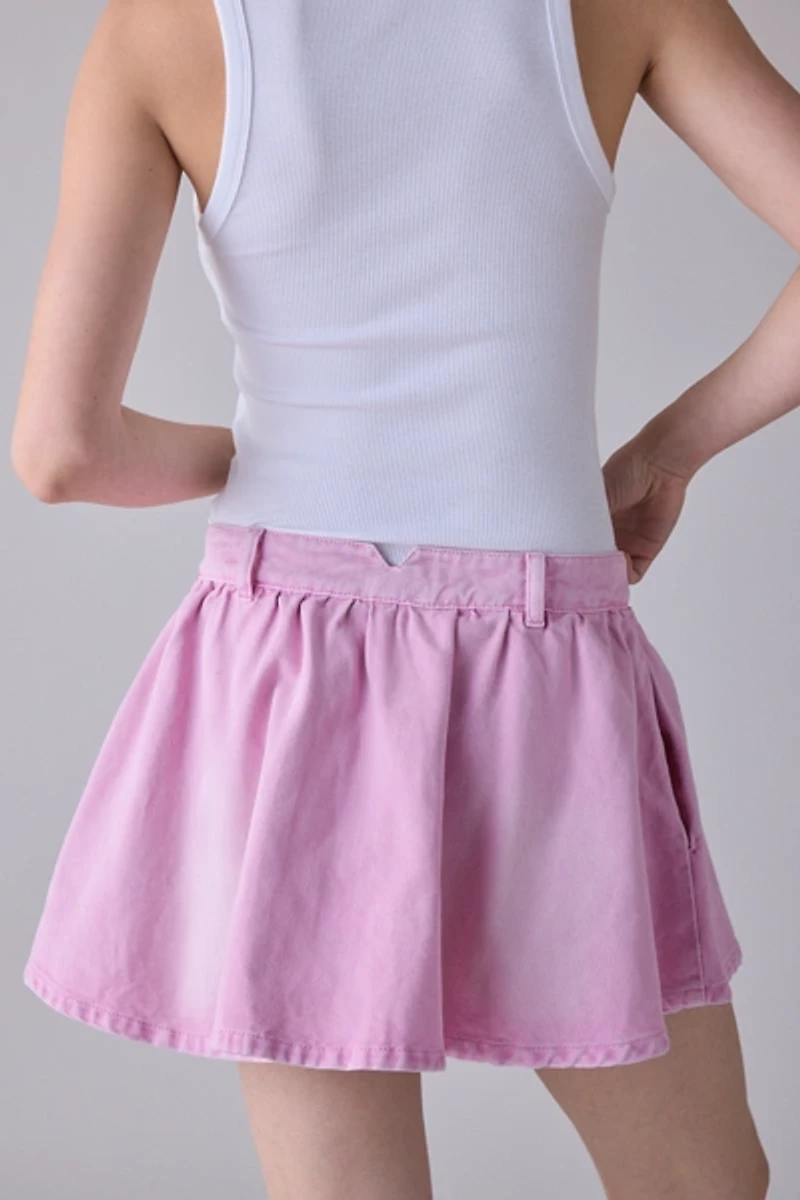 AFRM Marden Soft Pink Wash Denim Mini Skort