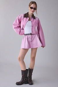 AFRM Marden Soft Pink Wash Denim Mini Skort