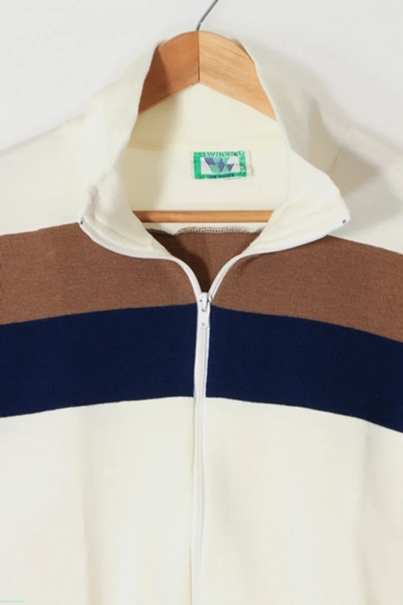 Vintage Full Zip Striped Sweater