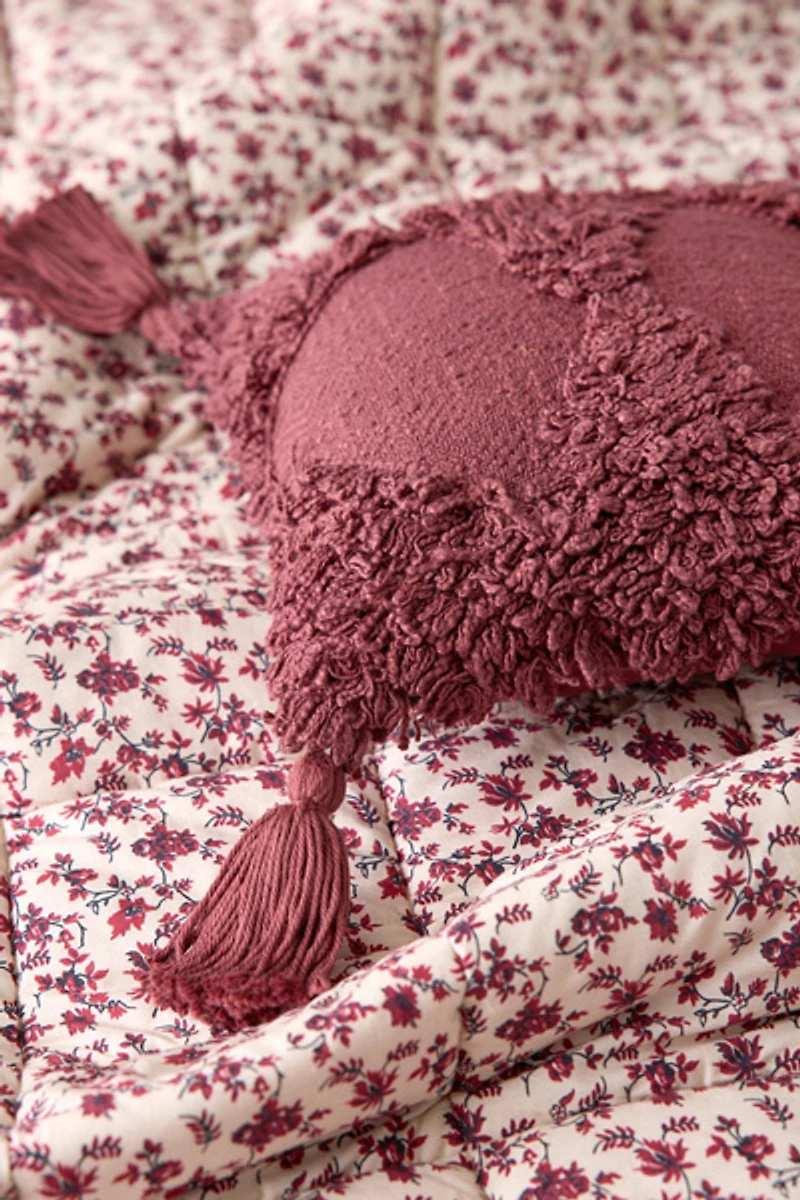 Rumi Diamond Shaggy Tassel Trim Throw Pillow