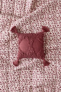 Rumi Diamond Shaggy Tassel Trim Throw Pillow