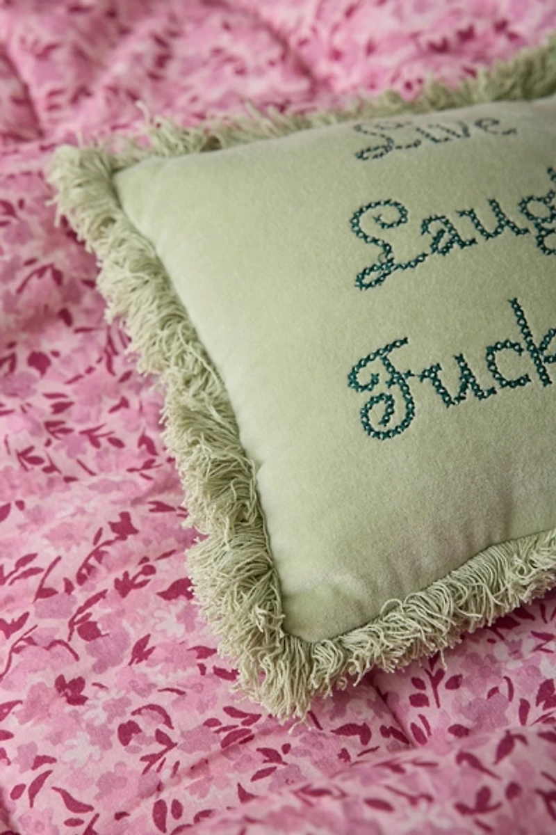 Live, Laugh, F-Off Embroidered Throw Pillow
