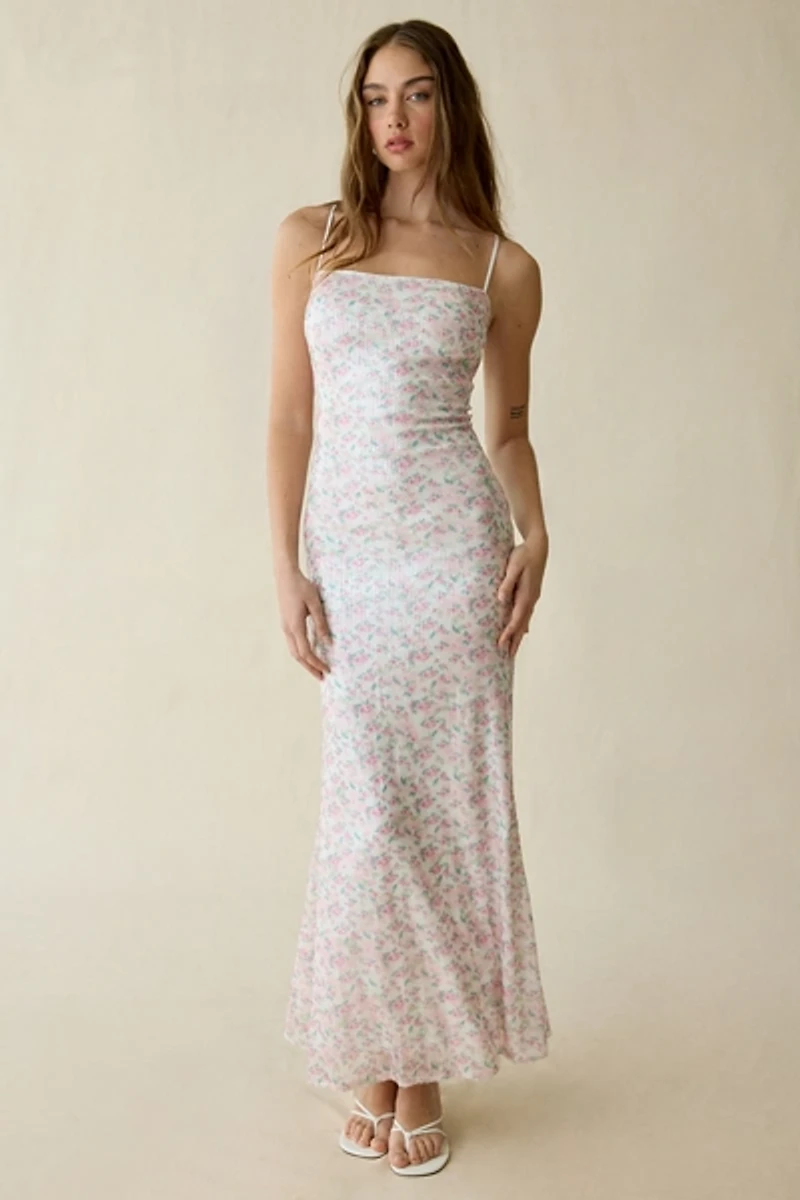 Lulus Petaluma Floral Sequin Mermaid Maxi Dress