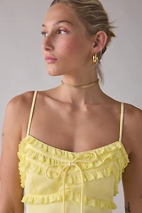 Lulus Wisteria Ruffle Trim Satin Maxi Dress