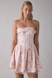 Lulus Terry Floral Strapless Corset Mini Dress
