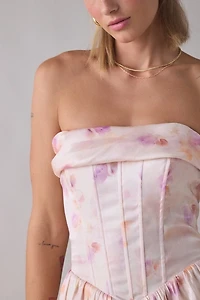 Lulus Terry Floral Strapless Corset Mini Dress