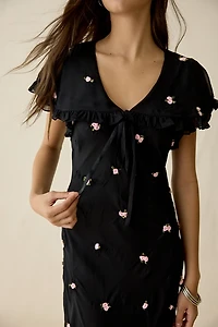 For Love & Lemons Rose Vine Embroidered Maxi Dress