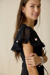 For Love & Lemons Rose Vine Embroidered Maxi Dress