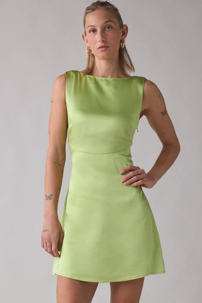 Lulus Quincy Low V-Back Satin Mini Dress