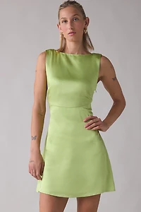 Lulus Quincy Low V-Back Satin Mini Dress