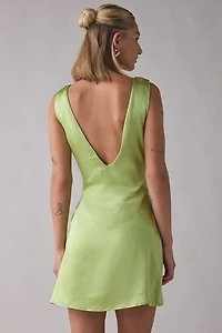 Lulus Quincy Low V-Back Satin Mini Dress